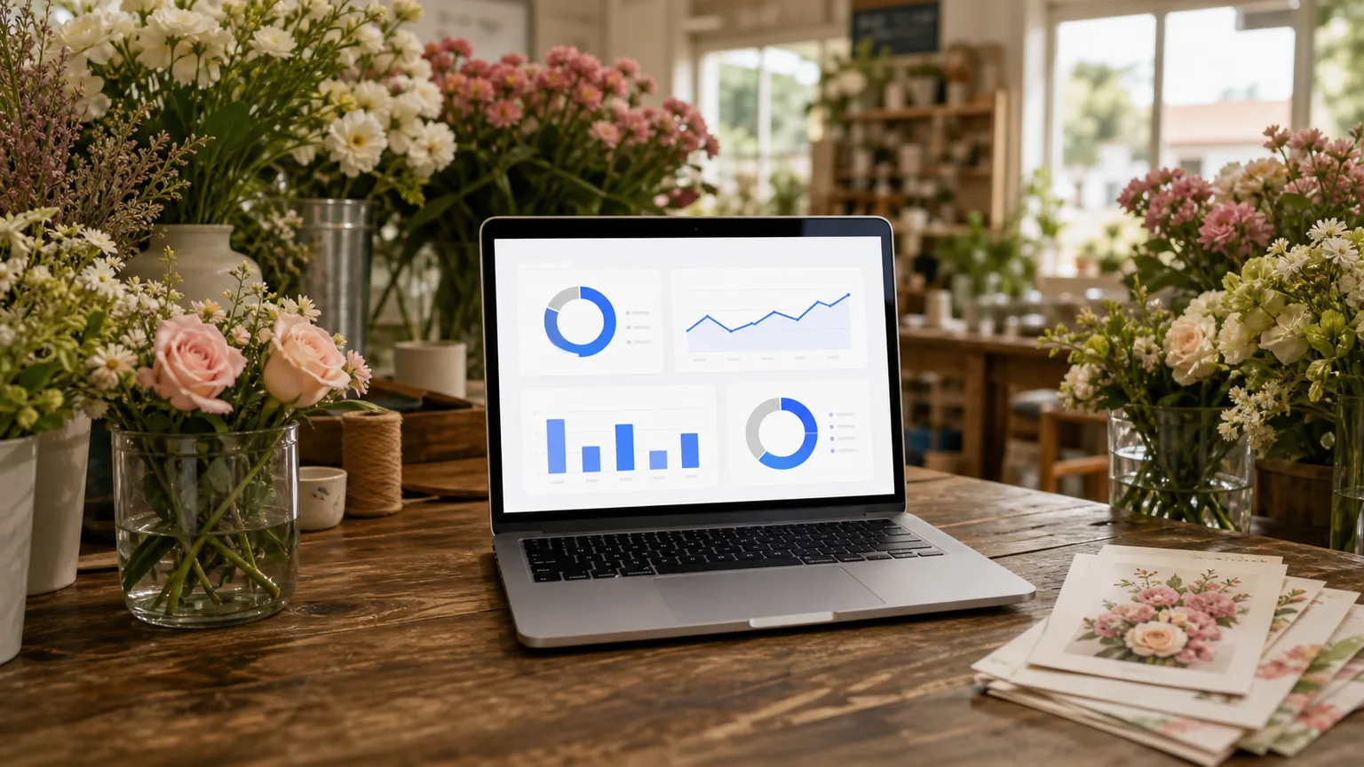 Illustrated marketing dashboard y tienda local