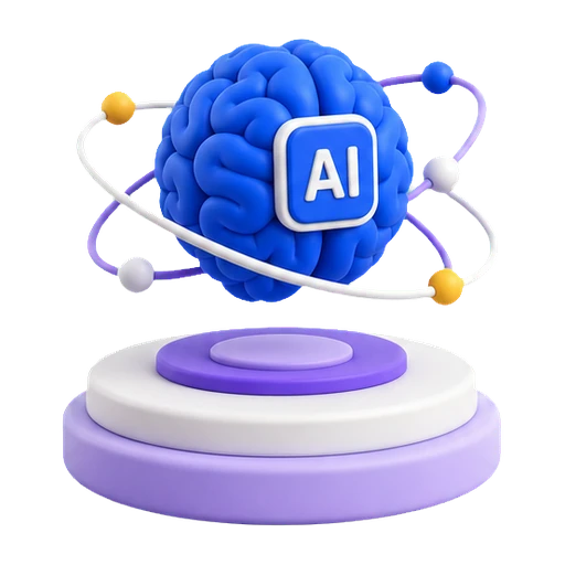 Three-dimensional AI workflow symbol